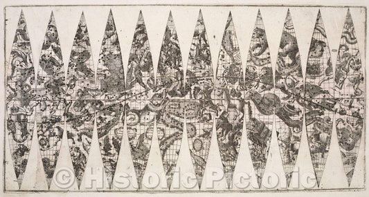 Historic Map : Untitled (Terrestrial and Celestial Globe Gores), 1693 , Vintage Wall Art