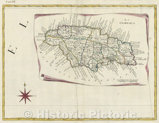 Historic Map : La Giammaica., 1778 , Vintage Wall Art