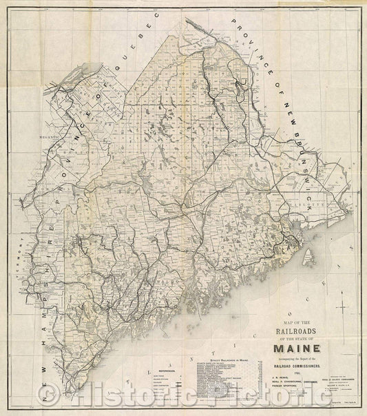 Historic Map : Map of the Railroads of the State of Maine  Accompanying the Report of the Railroad Commissioners, 1901, 1901 , Vintage Wall Art