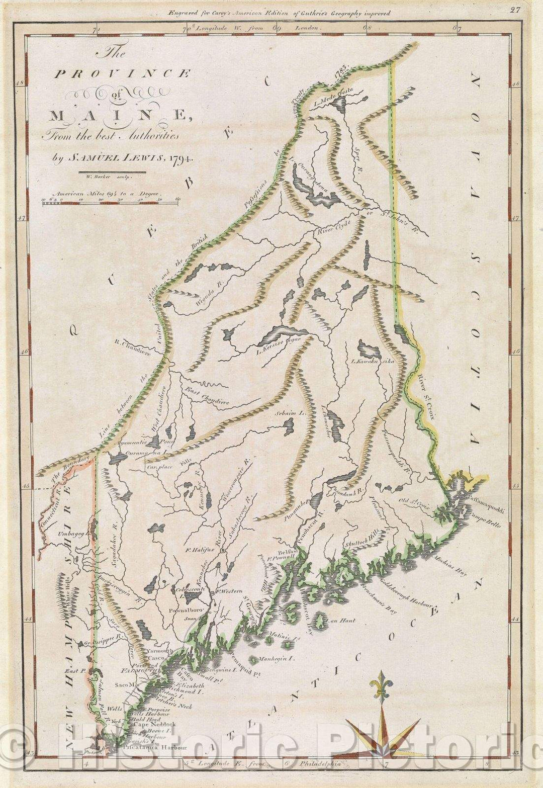 Historic Map : The Province of Maine, From the best Authorities, 1794 , Vintage Wall Art