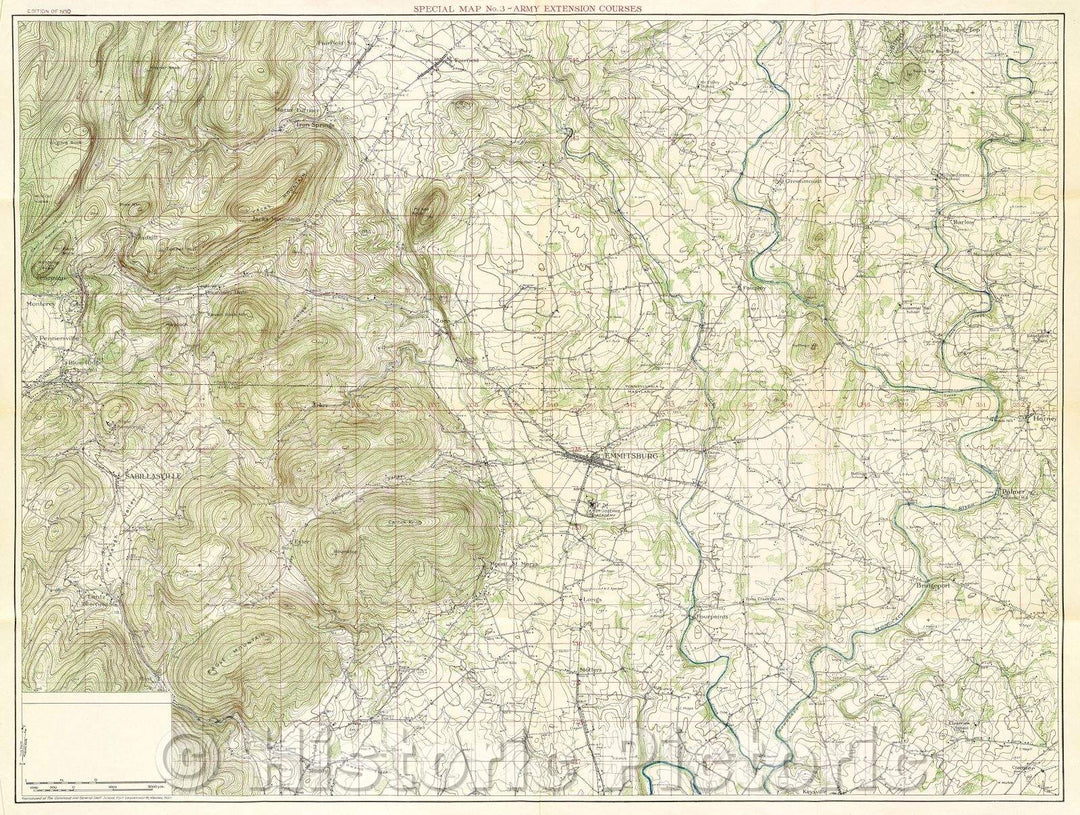 Historic Map : Special Map No. 3  Army Extension Courses, 1930 , Vintage Wall Art