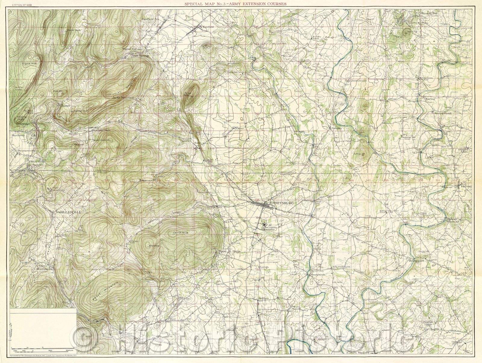 Historic Map : Special Map No. 3  Army Extension Courses, 1930 , Vintage Wall Art
