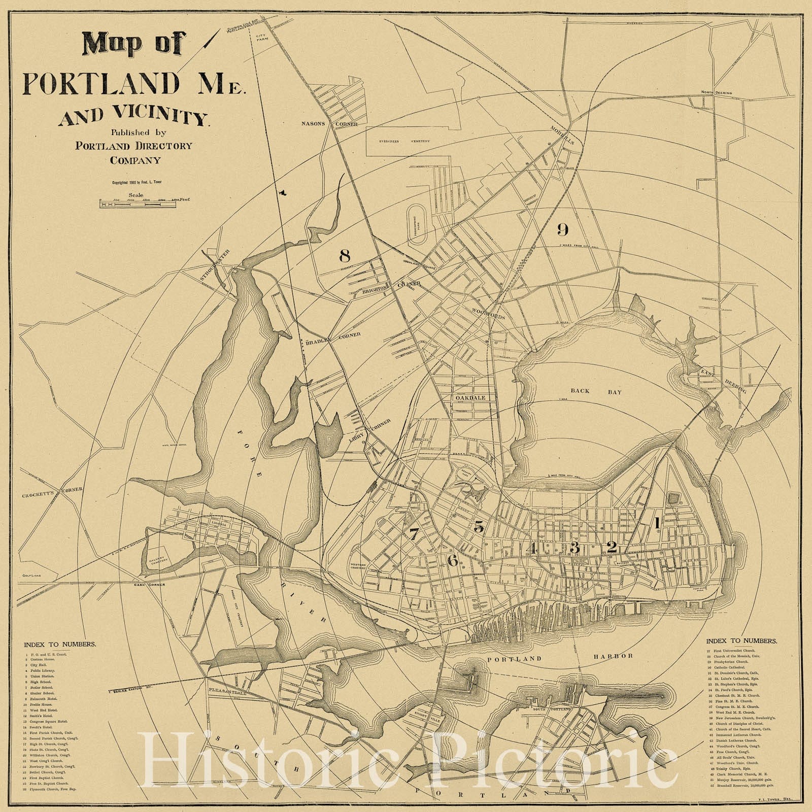 Historic Map : Map of Portland, Me. and Vicinity, 1902 , Vintage Wall Art