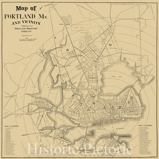 Historic Map : Map of Portland, Me. and Vicinity, 1902 , Vintage Wall Art