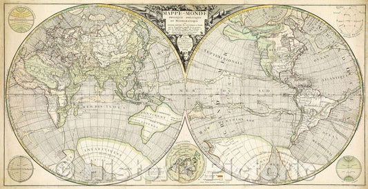 Historic Map : Mappe Monde Physique Politique et Mathematique..., 1764 , Vintage Wall Art