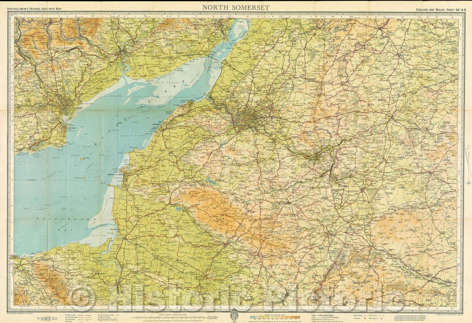Historic Map : North Somerset, 1938 , Vintage Wall Art