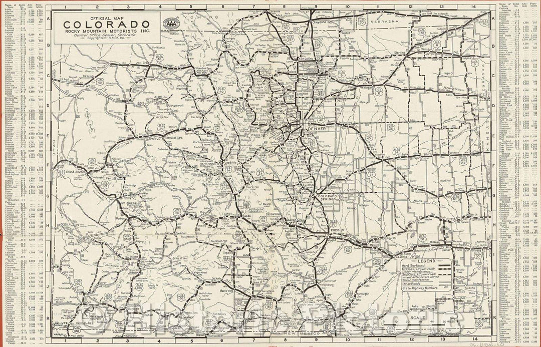 Historic Map : Official Map of Colorado, 1930 , Vintage Wall Art