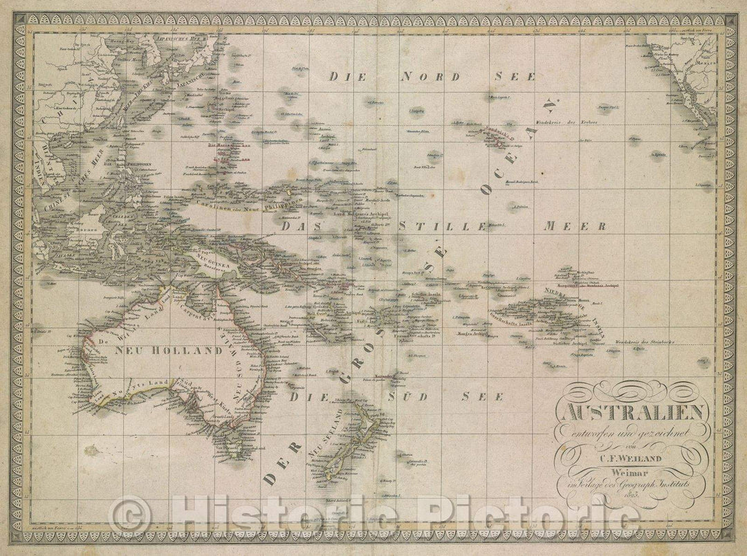 Historic Map : Australien., 1823 , Vintage Wall Art