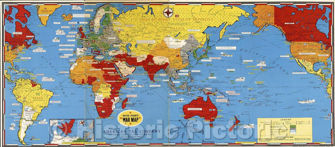 Historic Map : Dated events war map, 1943 , Vintage Wall Art
