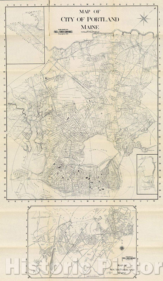 Historic Map : Map of the city of Portland, Maine., 1939 , Vintage Wall Art