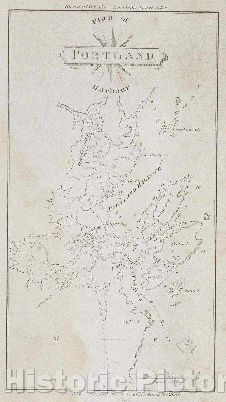 Historic Map : Plan of Portland Harbour, 1837 , Vintage Wall Art