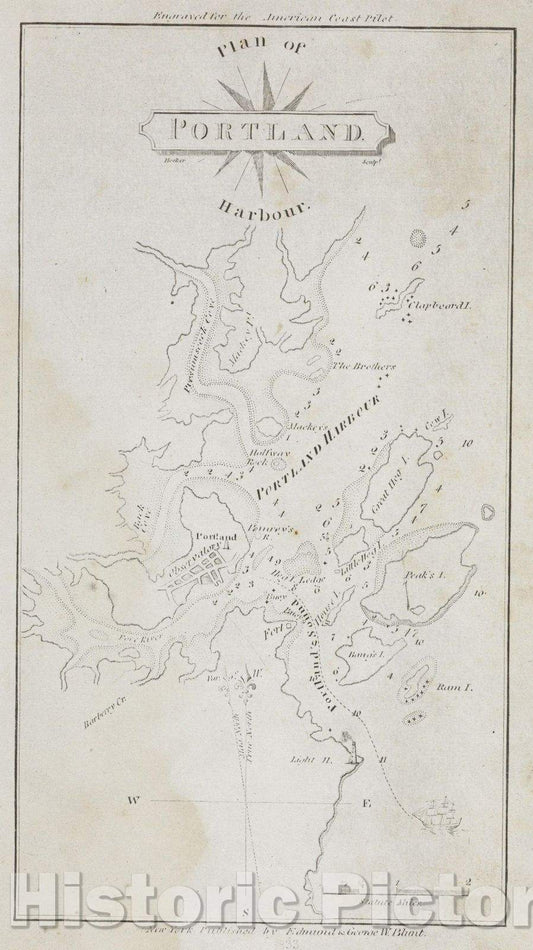 Historic Map : Plan of Portland Harbour, 1837 , Vintage Wall Art
