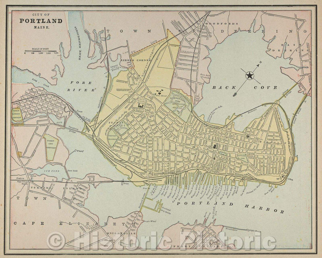 Historic Map : City of Portland Maine, 1871 , Vintage Wall Art