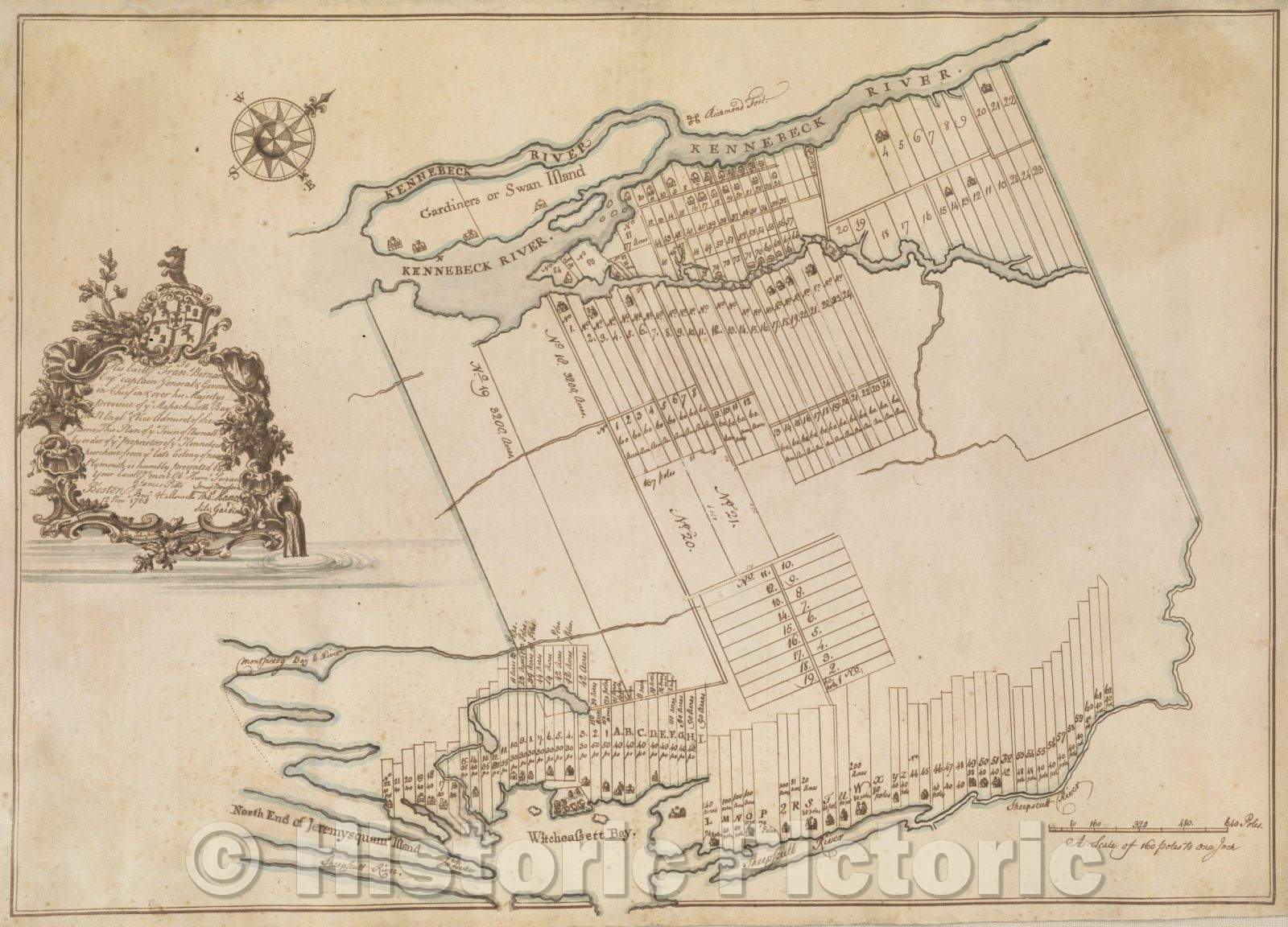 Historic Map : Plan of ye Town of Pownalb., 1763 , Vintage Wall Art