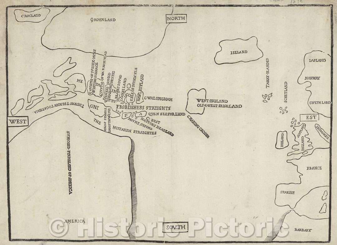 Historic Map : UNTITLED MAP OF ARCTIC- NW PASSAGE, 1785 , Vintage Wall Art