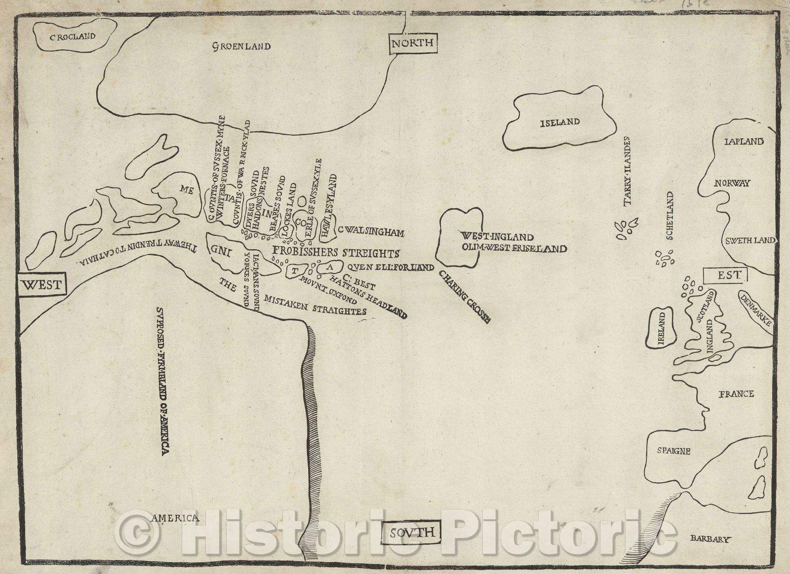 Historic Map : UNTITLED MAP OF ARCTIC- NW PASSAGE, 1785 , Vintage Wall Art