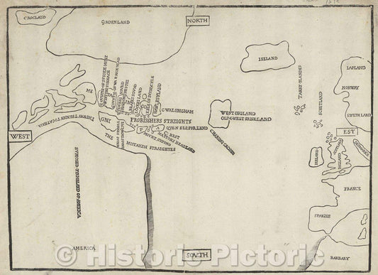 Historic Map : UNTITLED MAP OF ARCTIC- NW PASSAGE, 1785 , Vintage Wall Art