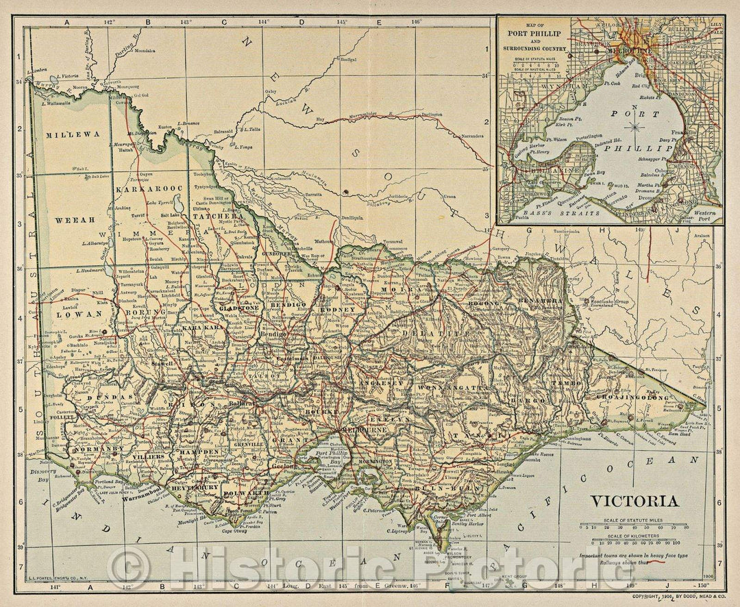 Historic Map : Victoria, 1906 , Vintage Wall Art