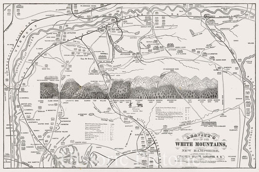 Historic Map : Leavitt's Map of the White Mountains, New Hampshire., 1878 , Vintage Wall Art