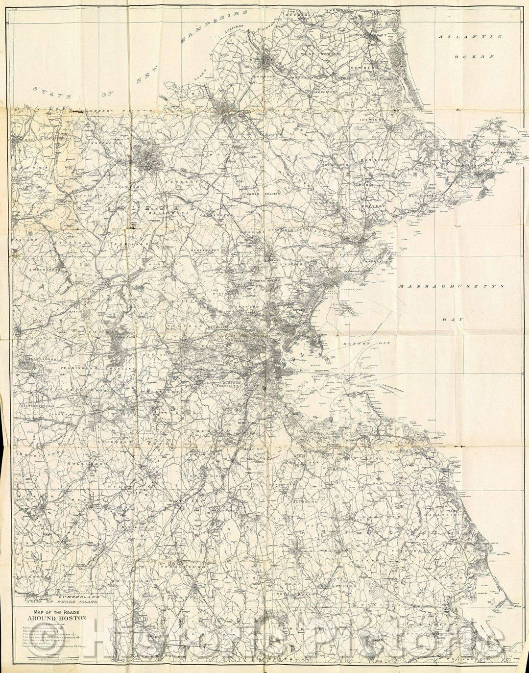 Historic Map : The Boston Road Book with Map, 1898 , Vintage Wall Art