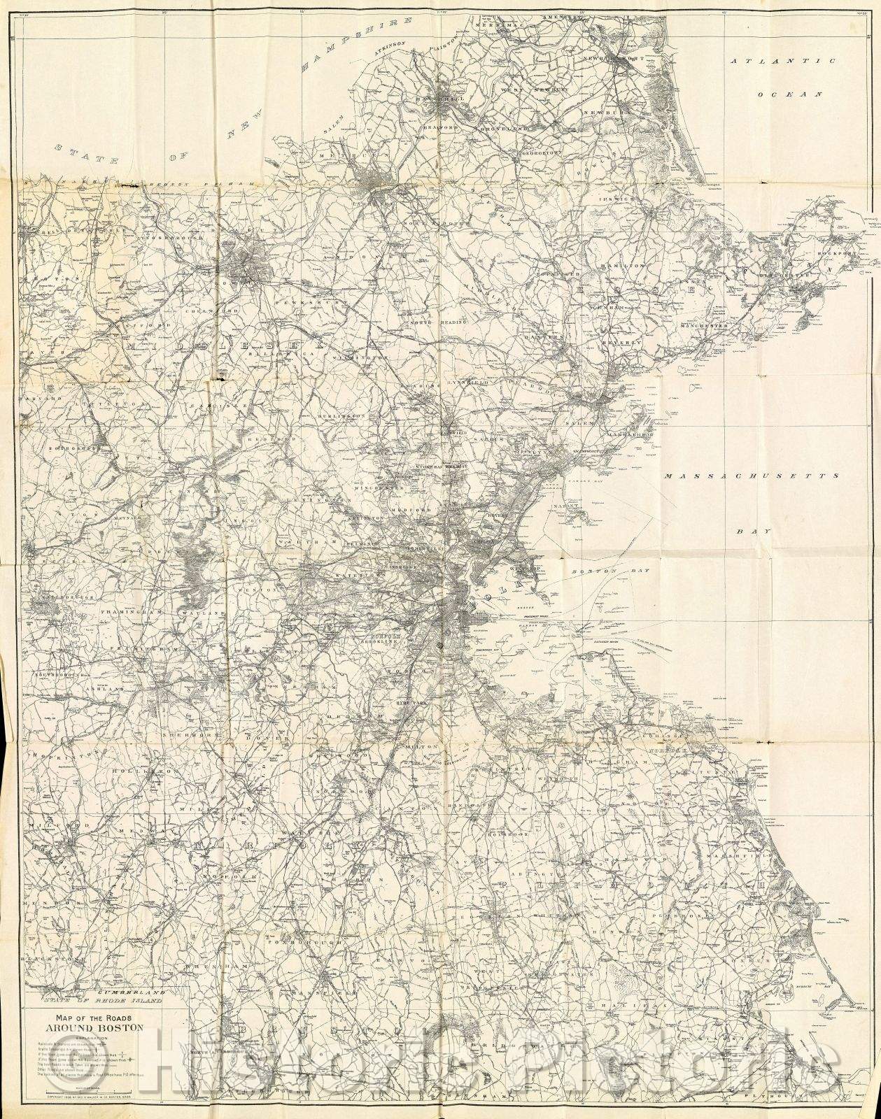 Historic Map : The Boston Road Book with Map, 1898 , Vintage Wall Art