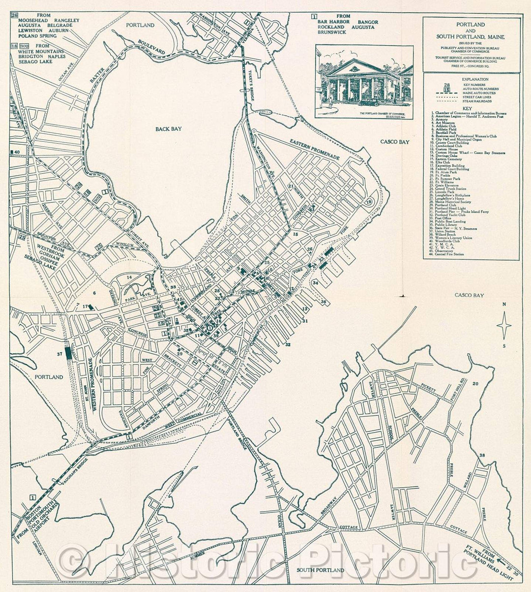 Historic Map : Portland, Maine: America's Sunrise Gateway, 1936 , Vintage Wall Art