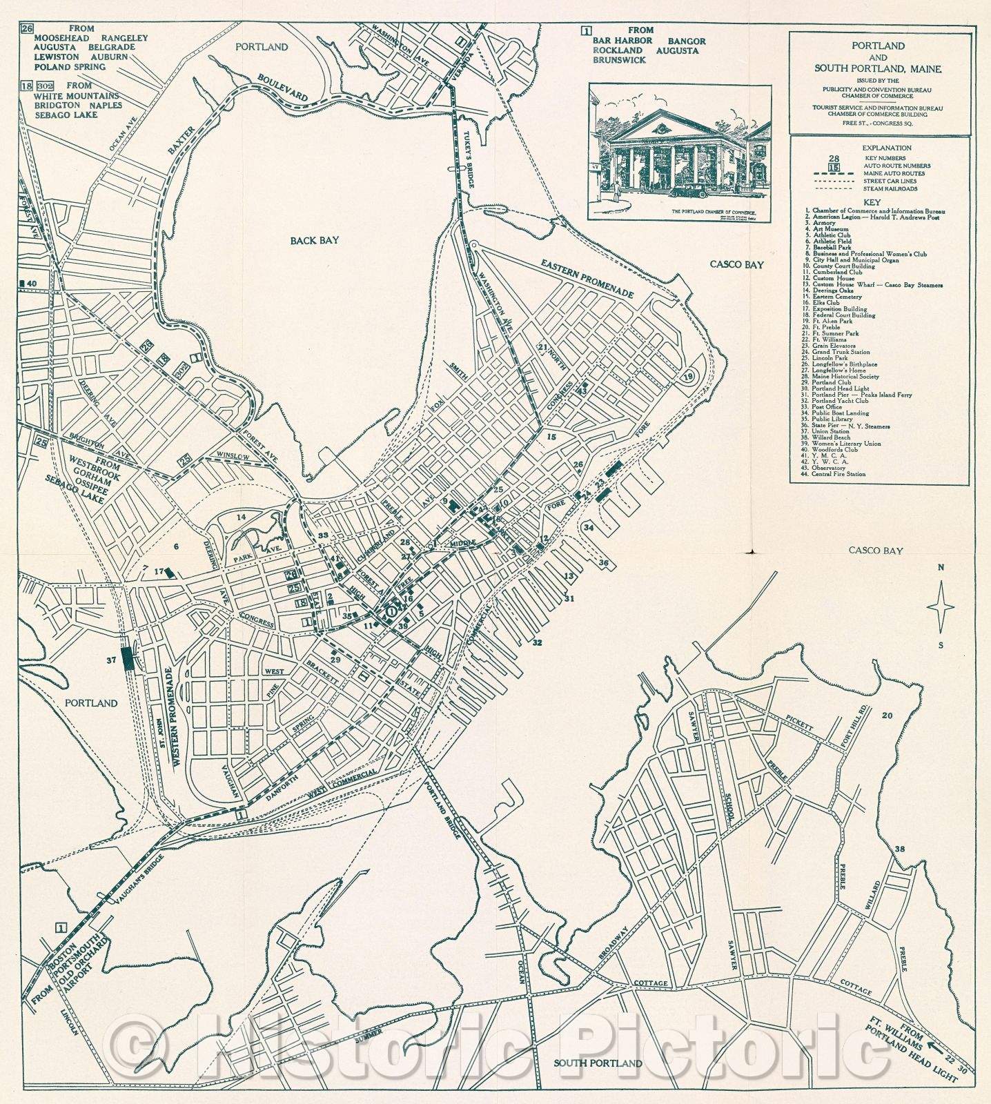 Historic Map : Portland, Maine: America's Sunrise Gateway, 1936 , Vintage Wall Art