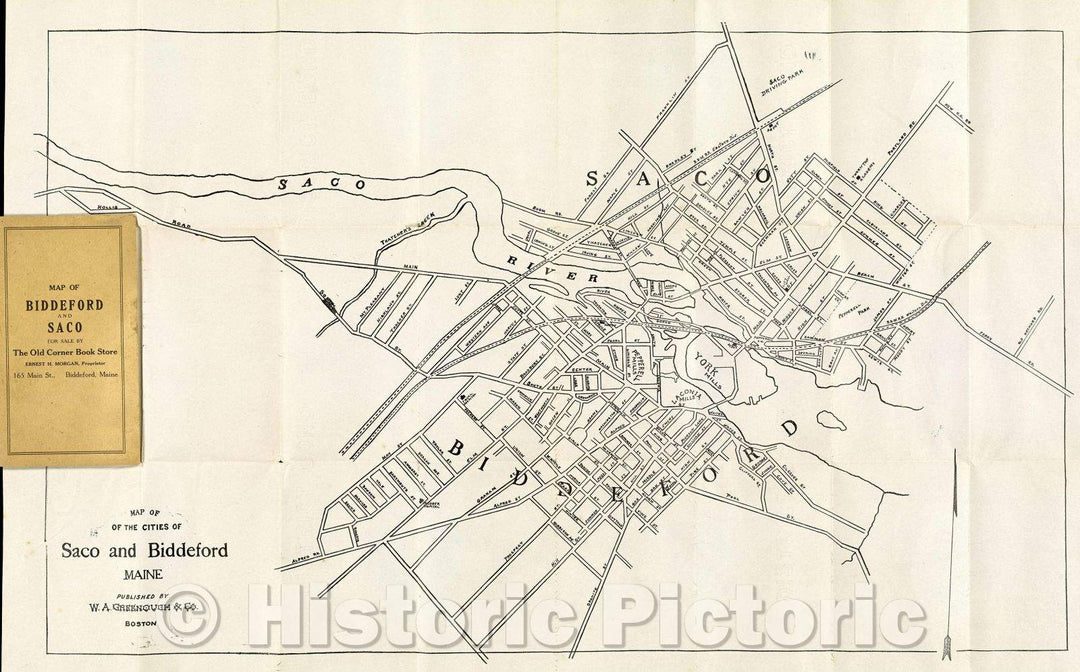 Historic Map : Map of the cities of Saco and Biddeford., 1932 , Vintage Wall Art