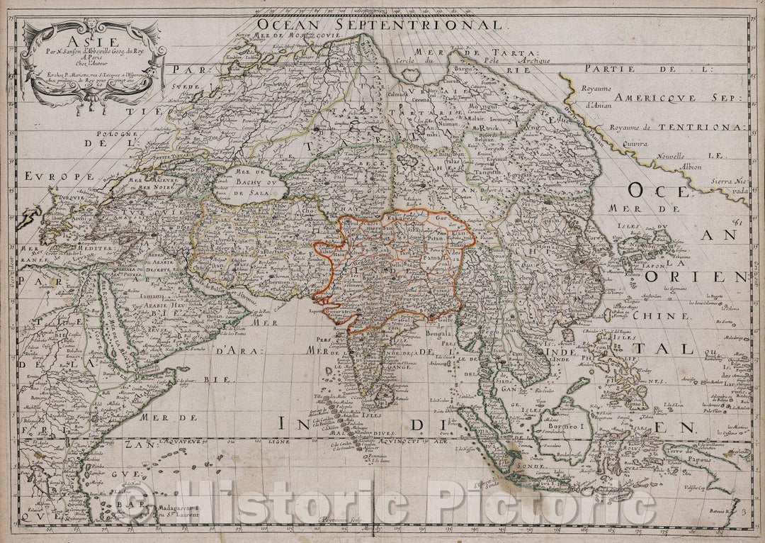 Historic Map : Asie, 1650 , Vintage Wall Art