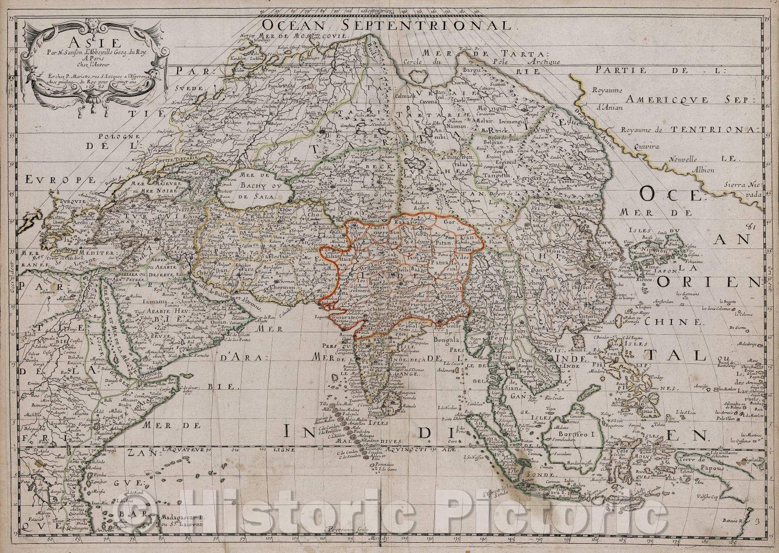 Historic Map : Asie, 1650 , Vintage Wall Art
