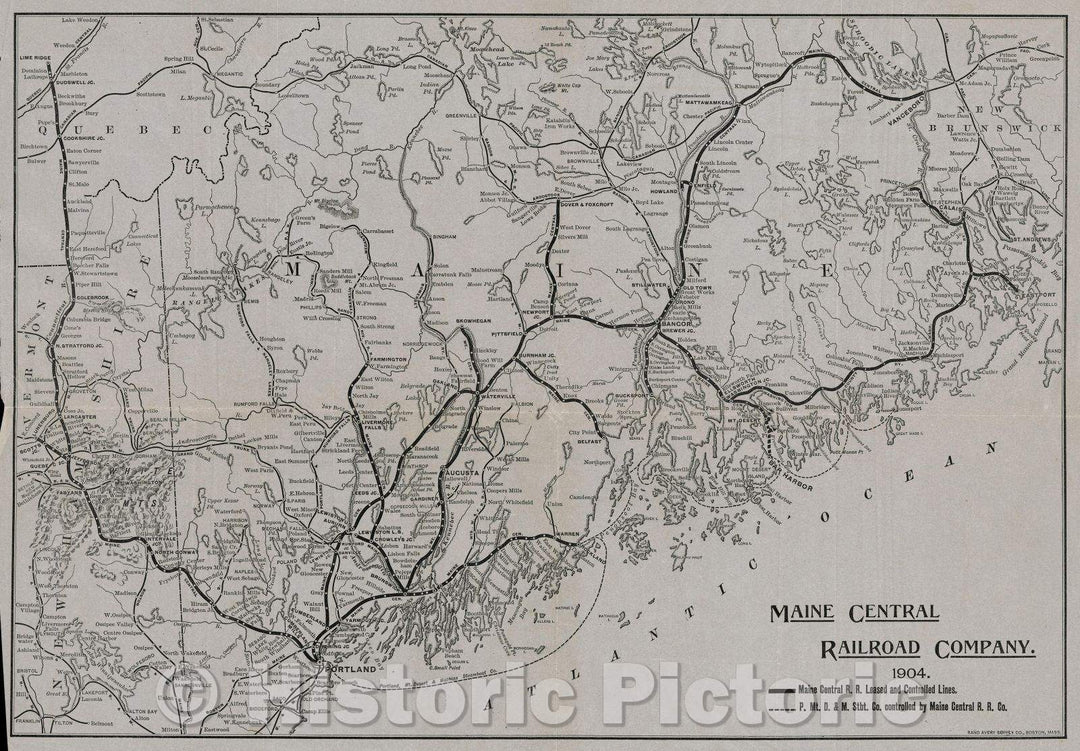 Historic Map : Maine Central Railroad Company 1904., 1904 , Vintage Wall Art