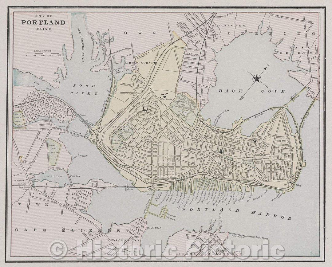 Historic Map : City of Portland Maine, 1891 , Vintage Wall Art
