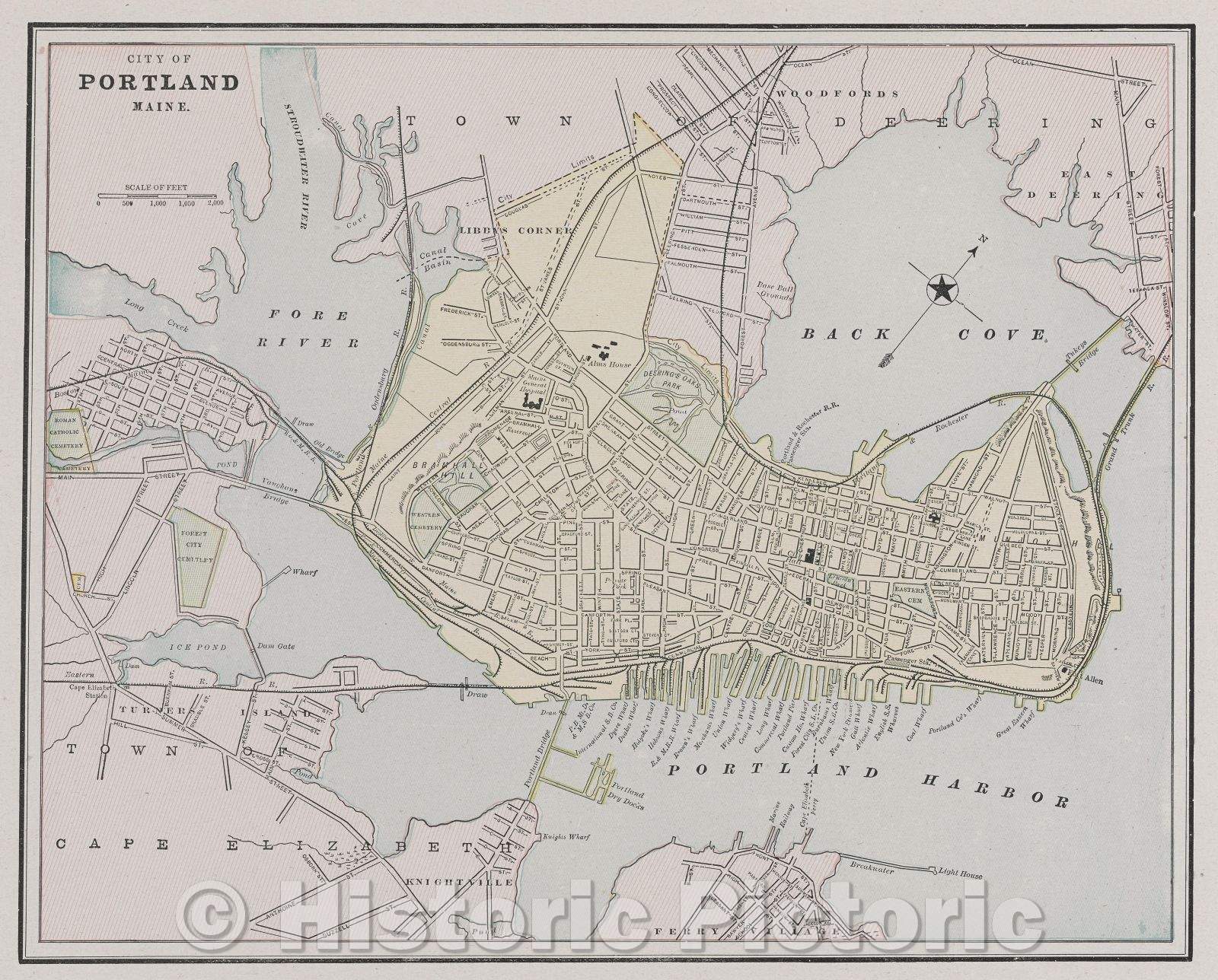 Historic Map : City of Portland Maine, 1891 , Vintage Wall Art