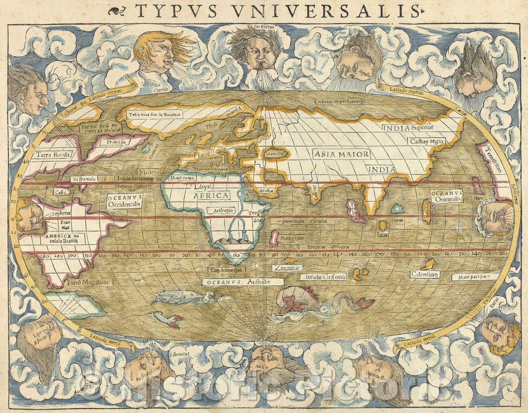 Historic Map : Typus Universalis, 1542 , Vintage Wall Art
