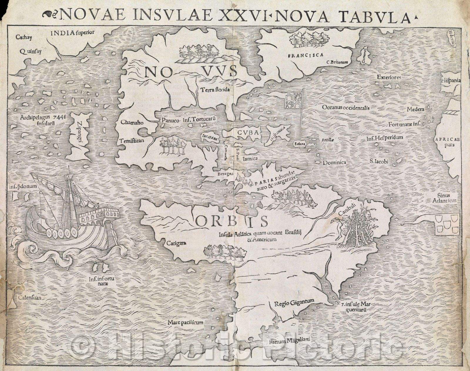Historic Map : Novae Insulae XXVI Nova Tabula : Novus Orbis, 1545 , Vintage Wall Art