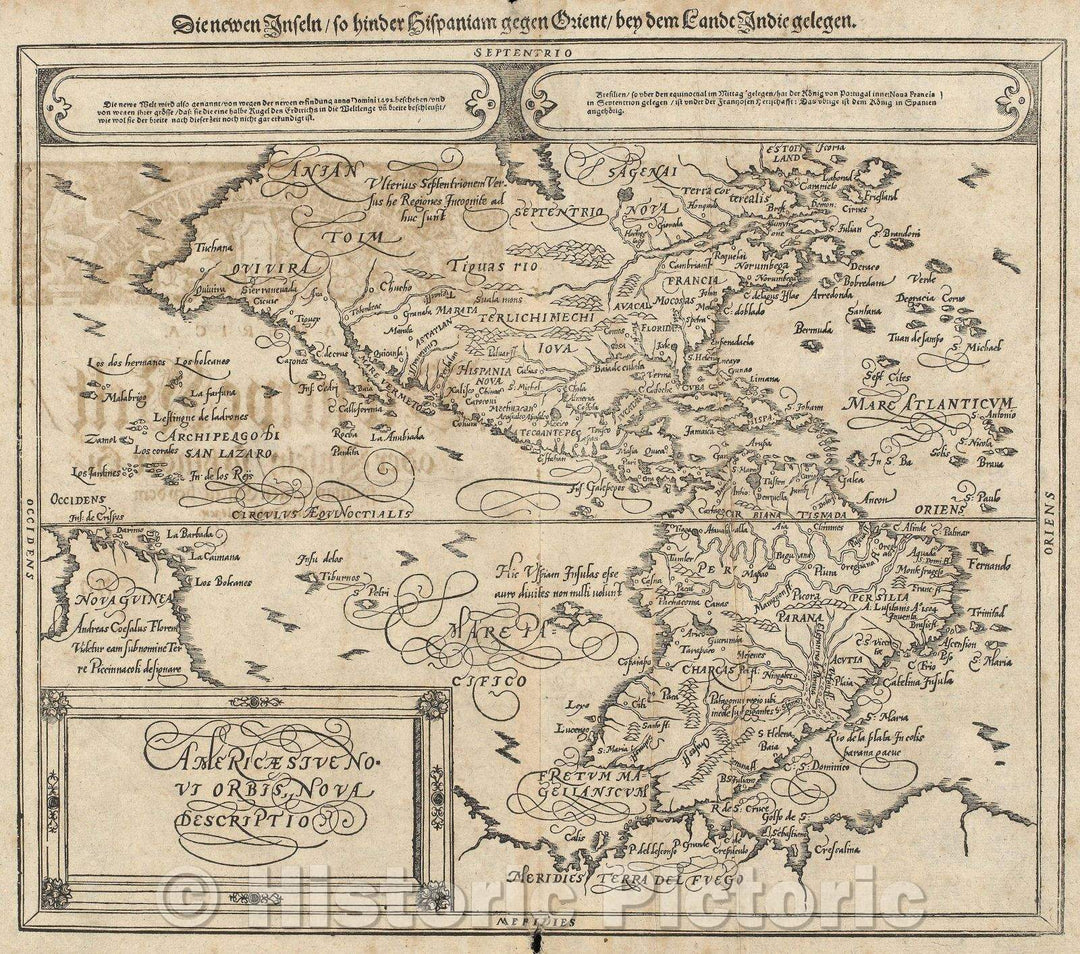 Historic Map : Americae Sive Novi Orbis Nova Descriptio, 1614 , Vintage Wall Art , v2