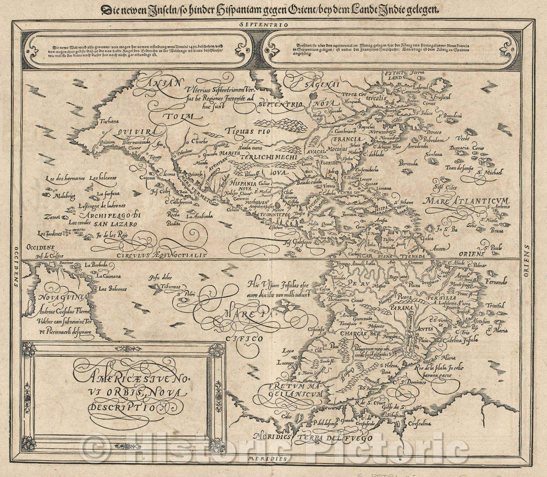 Historic Map : Americae Sive Novi Orbis Nova Descriptio, 1614 , Vintage Wall Art