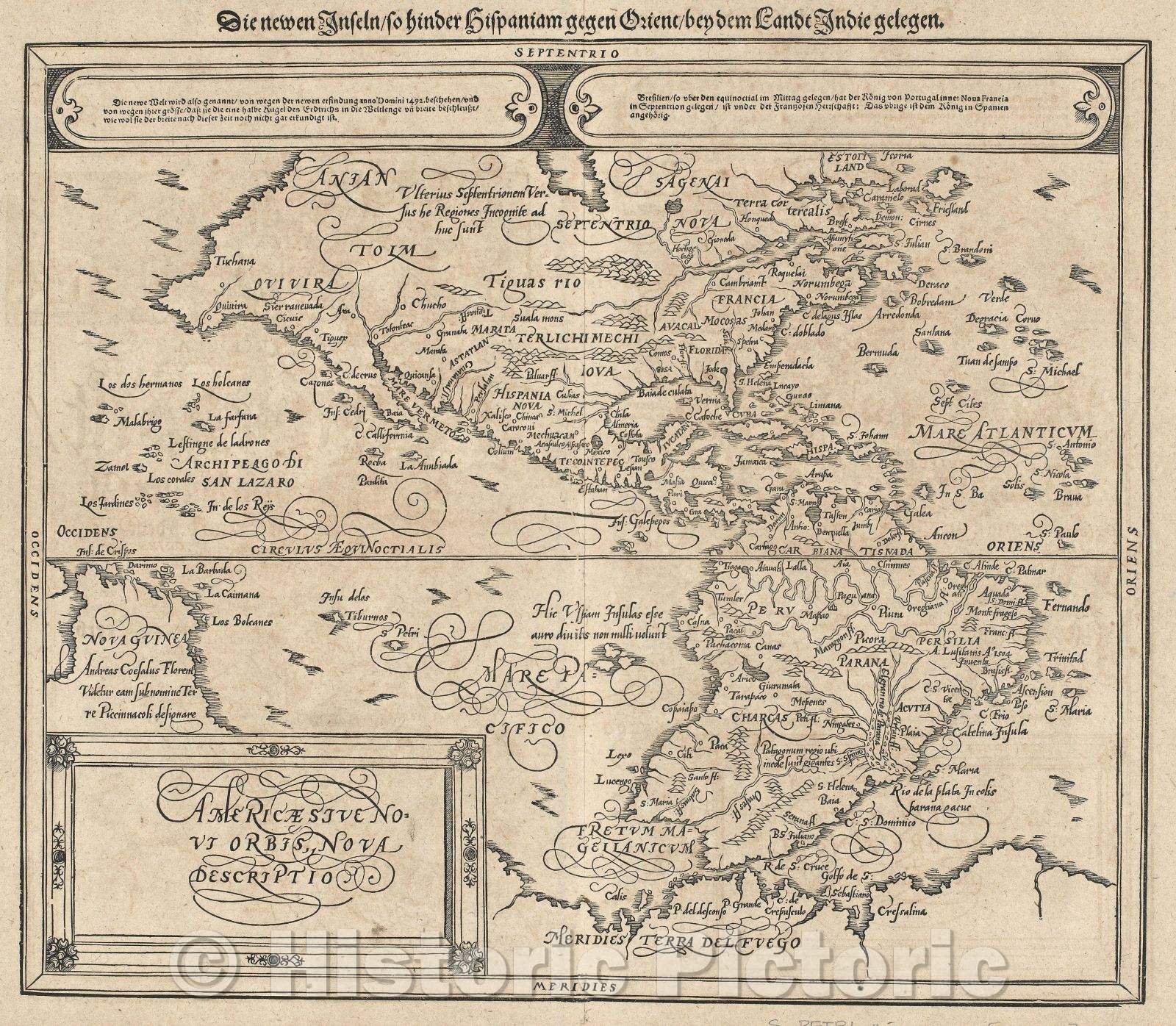 Historic Map : Americae Sive Novi Orbis Nova Descriptio, 1614 , Vintage Wall Art