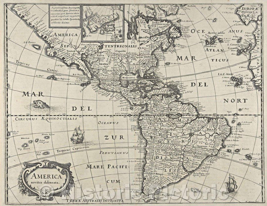 Historic Map : America noviter delineata., 1671 , Vintage Wall Art