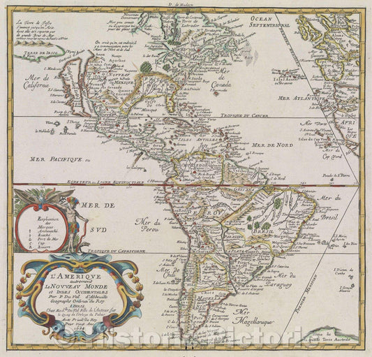 Historic Map : L'Ameriqve autrement le Novveav Monde et Indes Occidentales, 1684 , Vintage Wall Art