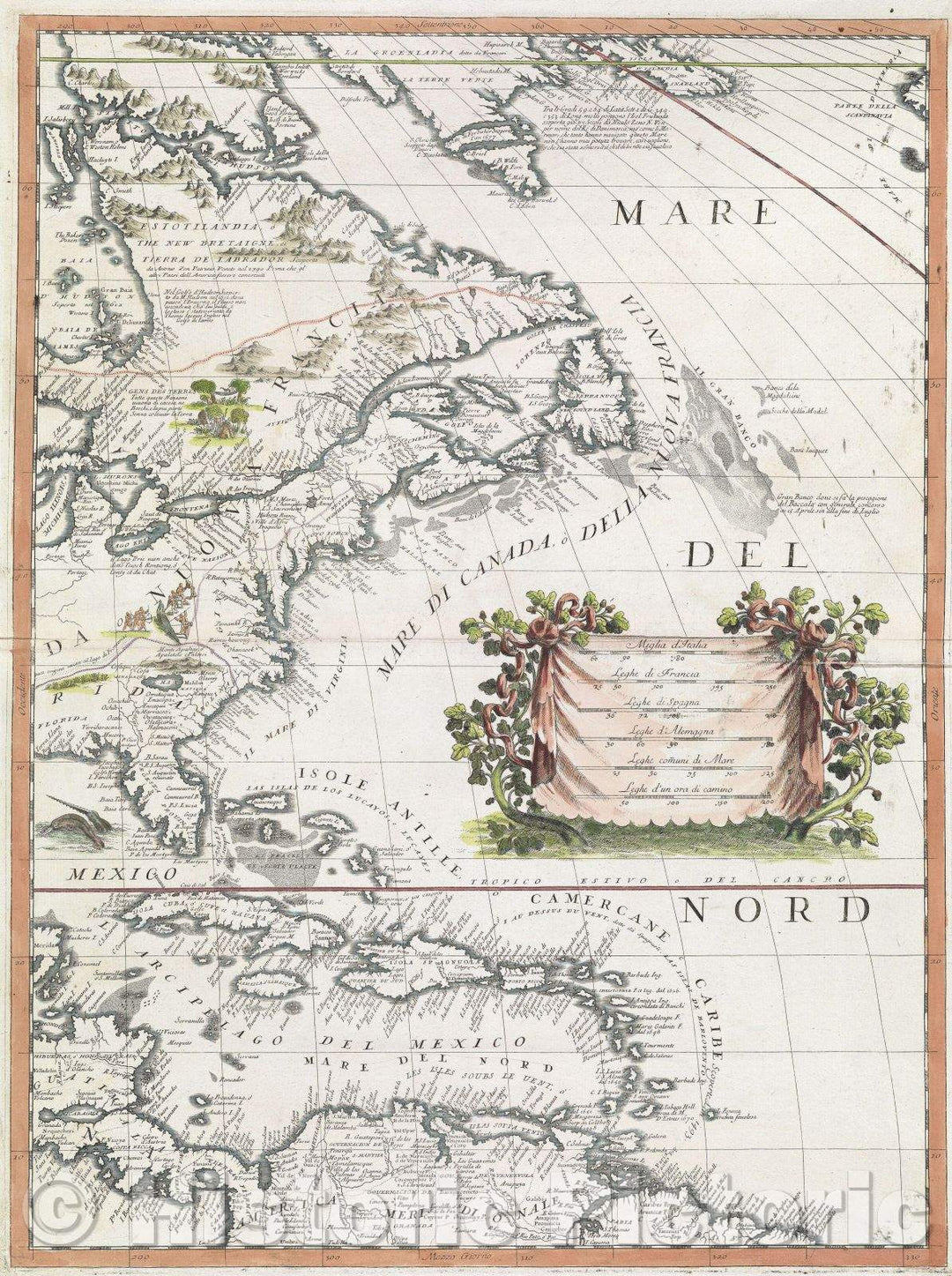 Historic Map : Mare Del Nord, 1697 , Vintage Wall Art
