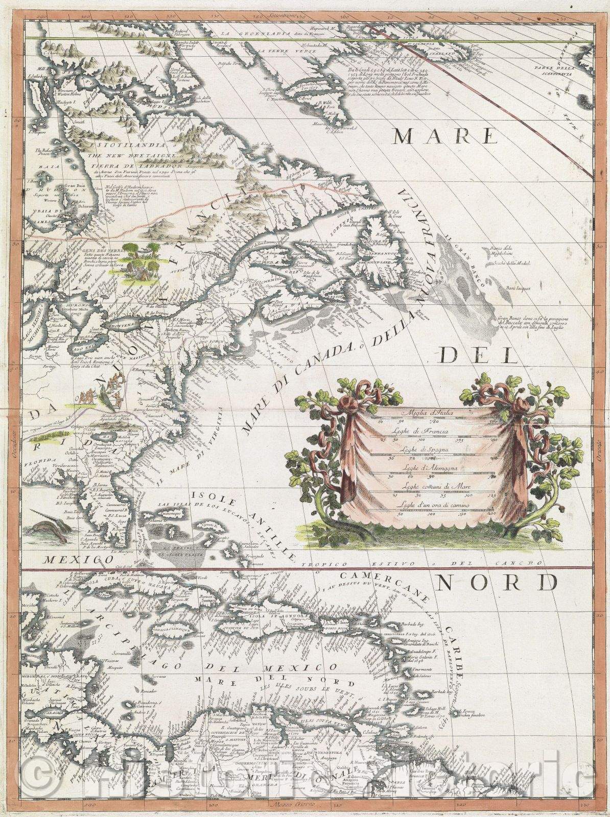 Historic Map : Mare Del Nord, 1697 , Vintage Wall Art
