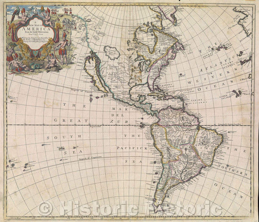 Historic Map : A New Map of America from the latest Observations Revis'd by I. Senex  Most humbly Inscrib'd to the Right Honorable The Earl of Berkshire, c. 1721 , Vintage Wall Art