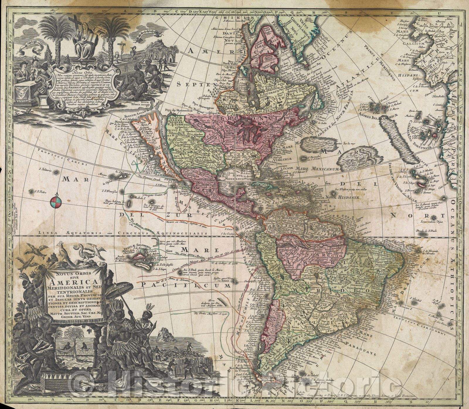 Historic Map : Novus Orbis sive America Meridionalis et Septentrionalis per sua Regna Provincia et Insulas iuxta Observationes et Descriptiones recentiss., 1730 , Vintage Wall Art