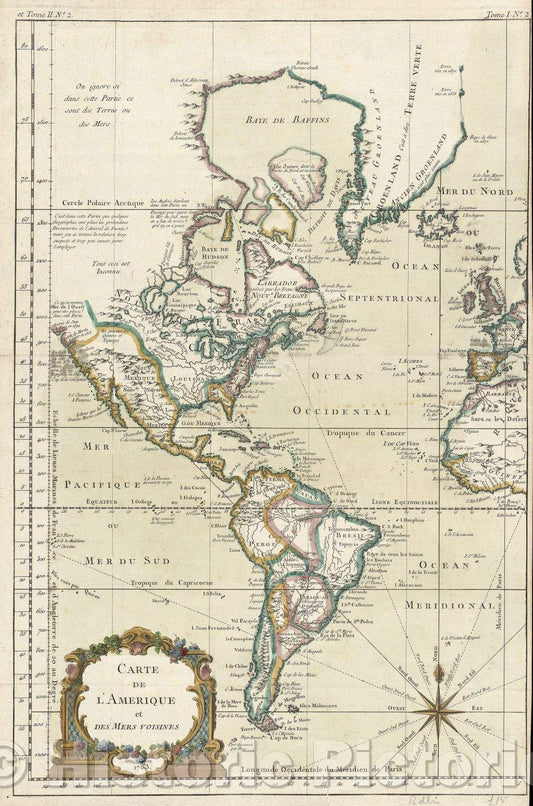 Historic Map : Carte de l'Amerique et des Mers Voisines, 1763 , Vintage Wall Art