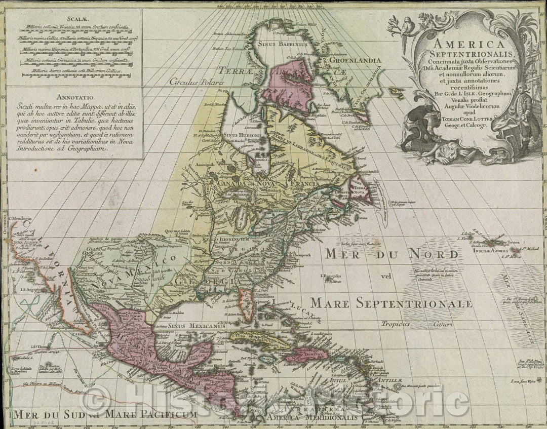 Historic Map : America Septentrionalis, Concinnata juxta Observationes Dnn Academiae Royalis Scientiarum et nonnullorum aliorum, 1772 , Vintage Wall Art