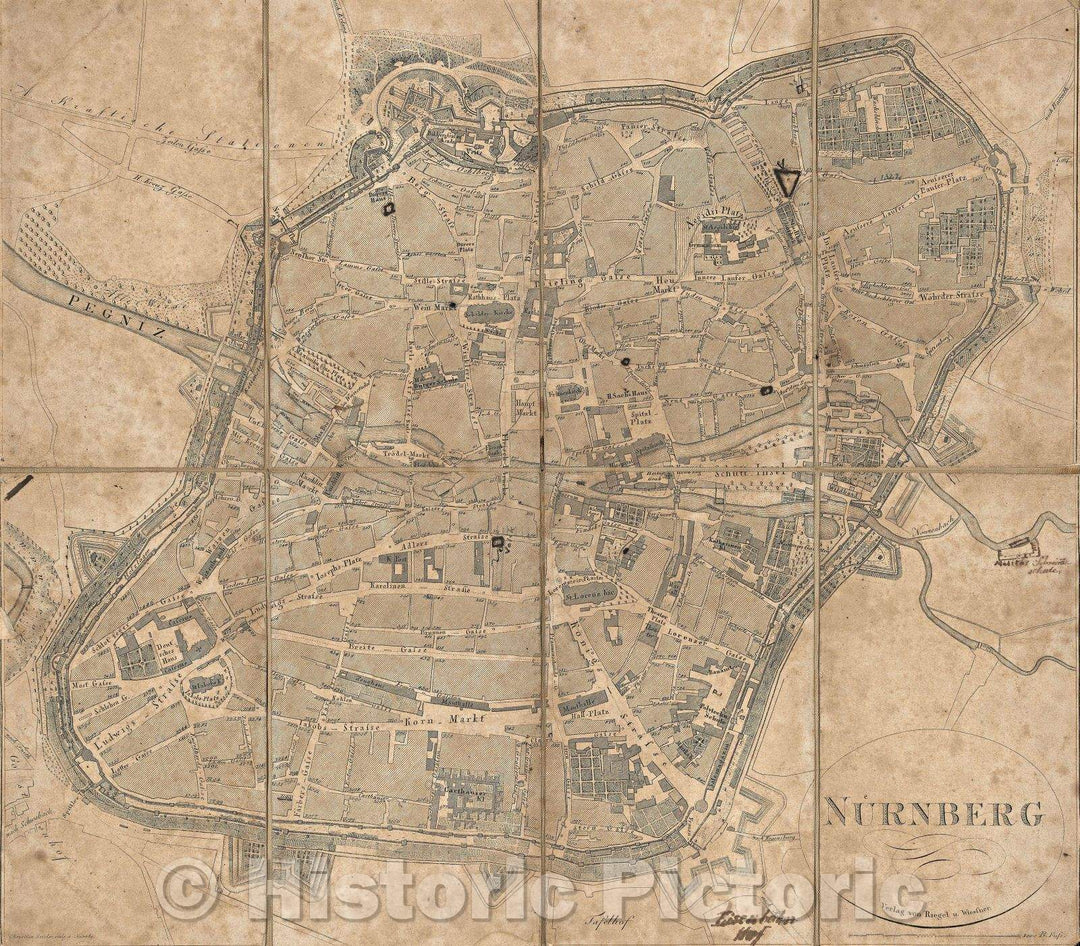 Historic Map : Nurnberg, 1819 , Vintage Wall Art