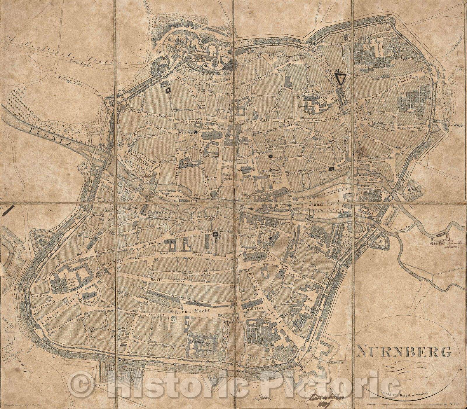 Historic Map : Nurnberg, 1819 , Vintage Wall Art