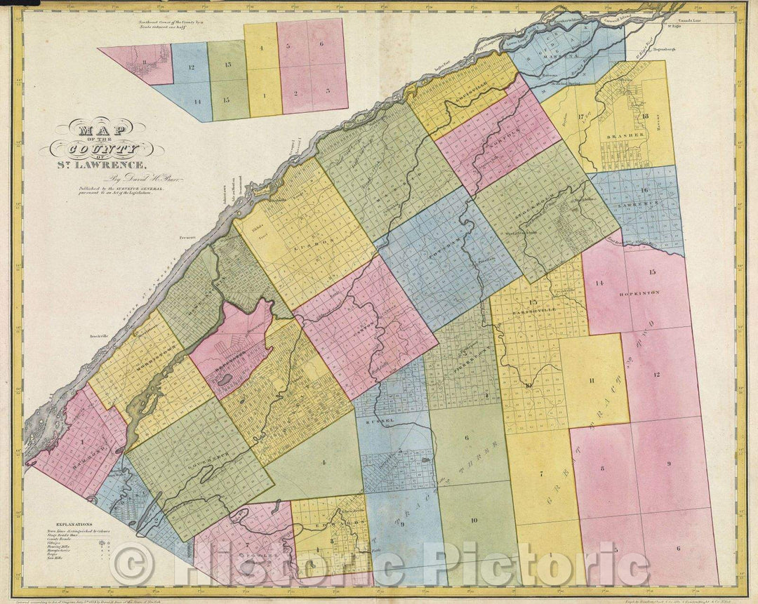 Historic Map : A Map of the County of St. Lawrence, 1829 , Vintage Wall Art