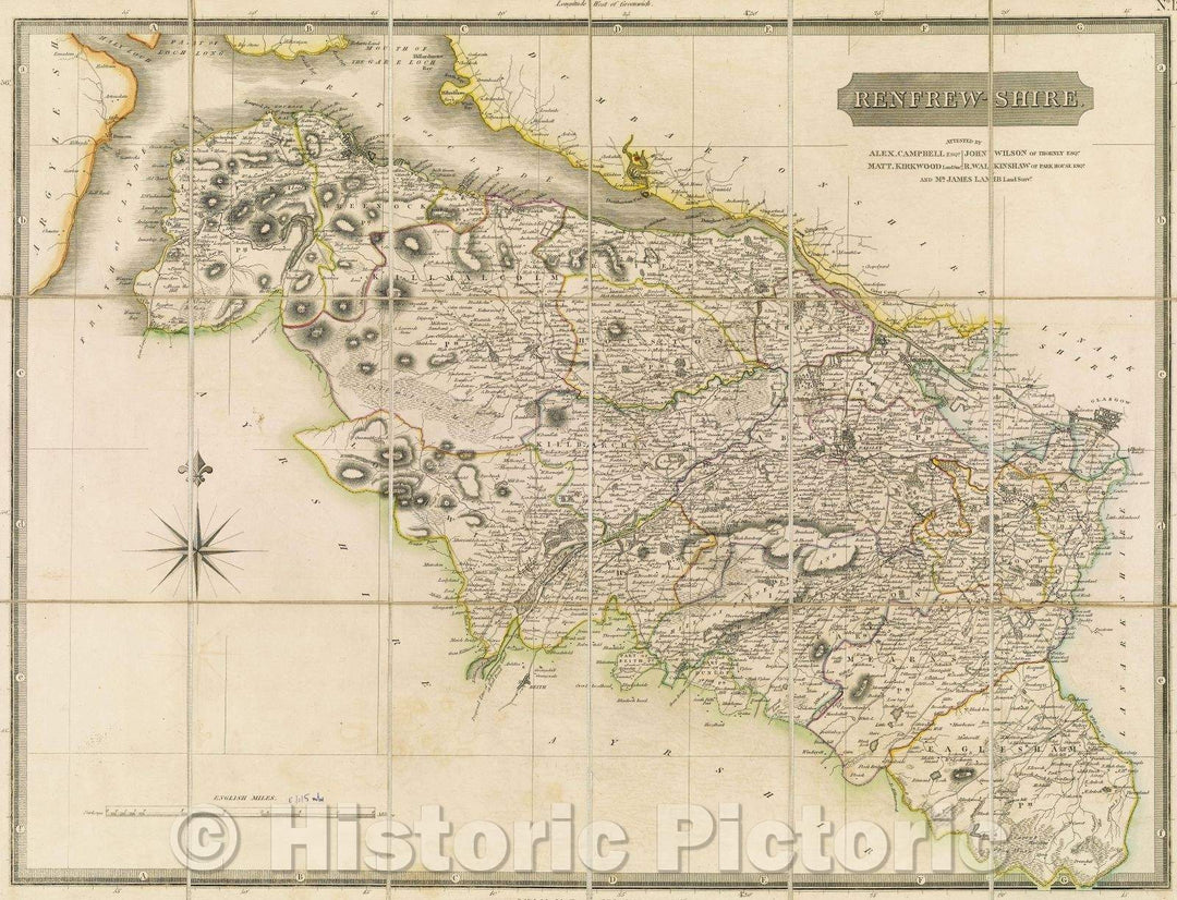 Historic Map : Renfrew-shire, 1826 , Vintage Wall Art